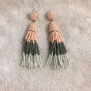 BaubleBar pink beaded earrings.